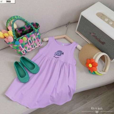 Váy xát nách cotton tím bé gái (8-18kg)