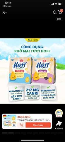 Phô mai tươi/ nho Hoff