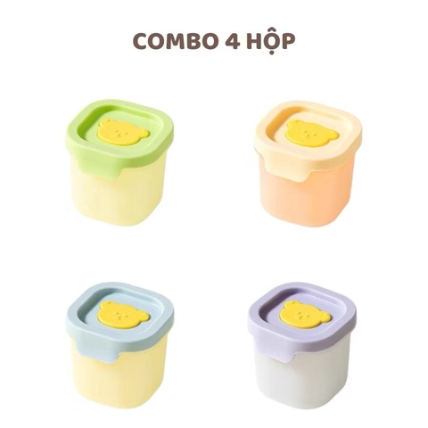 Sét 4 hộp trữ đông silicon gấu