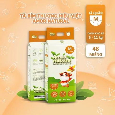 Bỉm Amor natural M quần 48m ( 6-11kg)