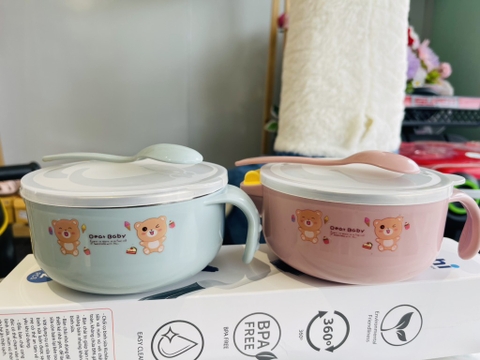Bát ăn dặm Inox kèm thìa to Kichi