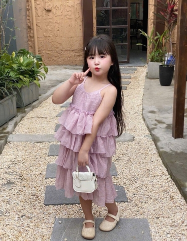 váy 2 dây  tơ tầng tím (sz110-150)