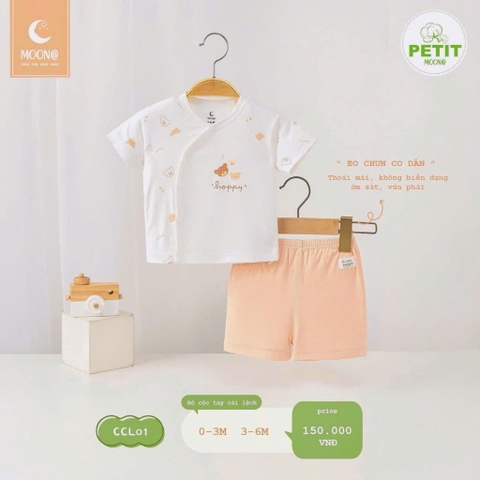 Bộ sơ sinh cộc tay cài lệch Moon