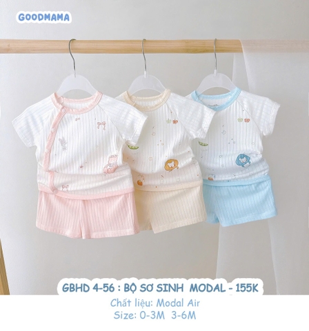 Bộ cộc tay sơ sinh cúc bấm Goodmama ( 0-3, 3-6m)