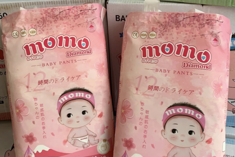 Bỉm Momo hồng M dán