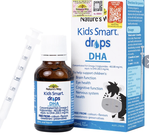 Siro Kids Smart Drops DHA 20ml Nature's Way thúc đẩy sự phát triển của não bộ và hệ thần kinh ở trẻ nhỏ