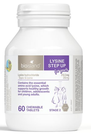 Viên nhai hỗ trợ tăng chiều cao BioIsland Lysine Step Up của Úc, 60 viên