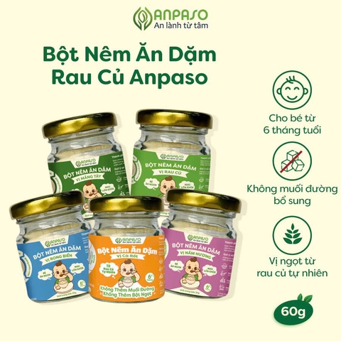 Hạt nêm Anpaso các vị 60g ( rong biển, nấm hương, măng tây, cà rốt)