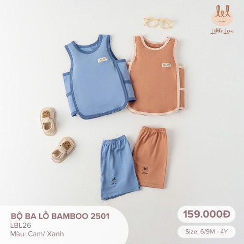 Bộ ba lỗ Little love ( cam, xanh, 6m-4y)