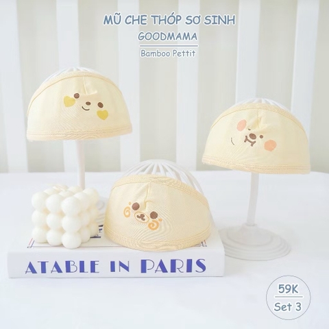 Mũ che thóp Goodmama set 3 chiếc ( 4màu)