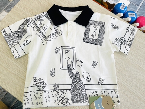 Áo bé trai trắng đen 25 T008