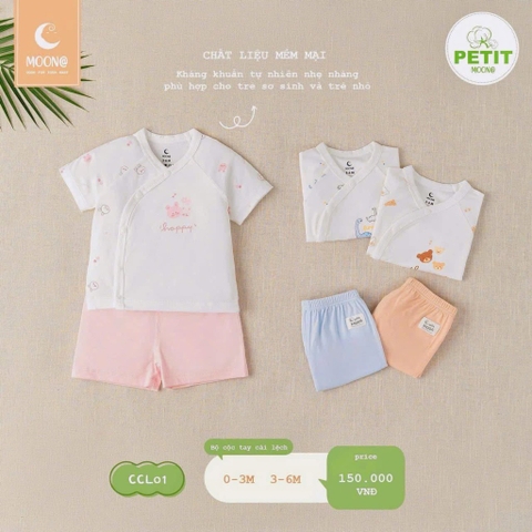 Bộ sơ sinh cộc tay cài lệch Moon