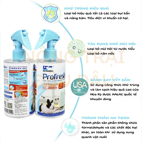 Xịt Khử Mùi Nước Tiểu, Hỗ Trợ Diệt Khuẩn, Vệ Sinh Chuồng Cho Thỏ, Bọ Ú, Chinchilla, Hamster 300ml