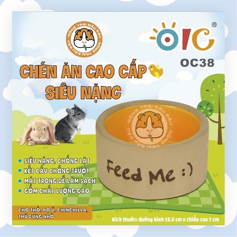 Chén Ăn Cao Cấp Cho Thỏ, Bọ Ú, Chinchilla, Thú Nhỏ OIC Siêu Nặng Chống Lật Chống Trượt OC38