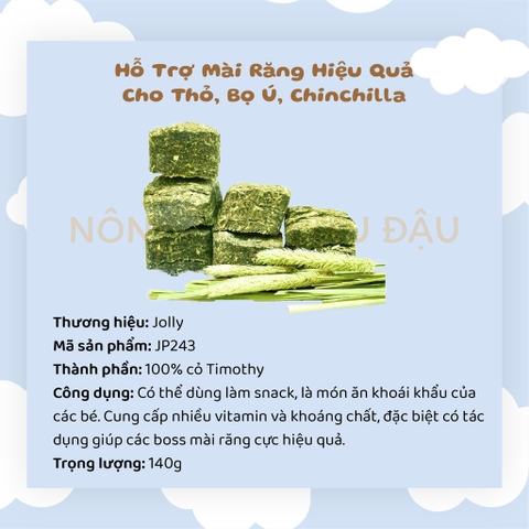 Bánh Cỏ Timothy Mài Răng Cho Thỏ, Bọ Ú, Chinchilla Hiệu Jolly 140g