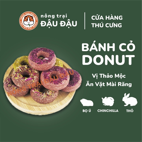 Bánh Cỏ Donut Thảo Mộc Cho Thỏ, Bọ Ú, Chinchilla Ăn Vặt Mài Răng