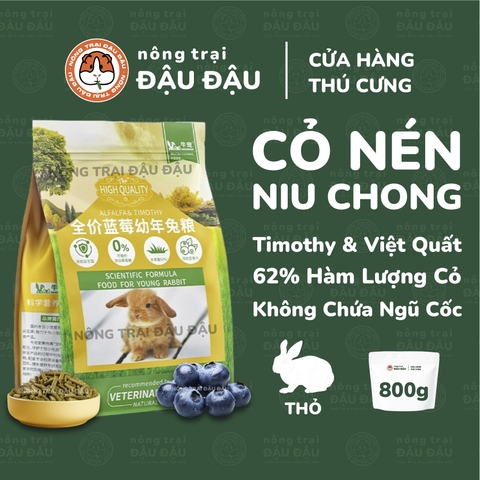 Cỏ Nén Cho Thỏ Niu Chong Giàu Chất Xơ Bổ Sung Việt Quất 800g