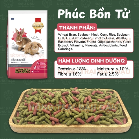 Cỏ Nén Cho Thỏ Smart Heart Dinh Dưỡng Toàn Diện Vị Phúc Bồn Tử Túi 3kg