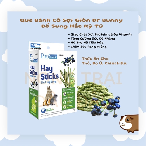 Que Bánh Cỏ Sợi Giòn Bổ Sung Hắc Kỷ Tử Giàu Chất Xơ, Protein Và Vitamin Cho Thỏ, Bọ Ú, Chinchilla 40g