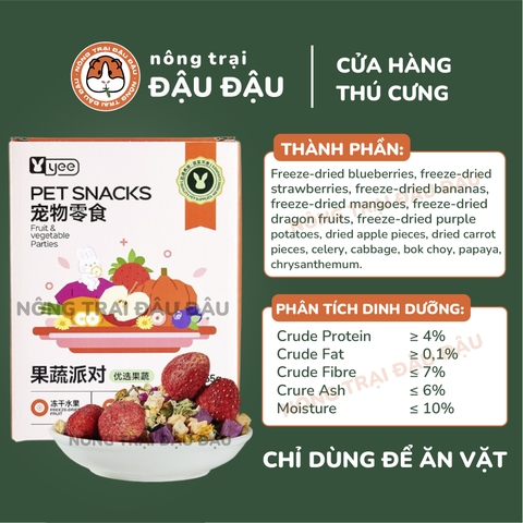 Trái Cây Rau Củ Sấy Lạnh Yee Cho Thỏ Ăn Vặt Cho Thỏ Giàu VItamim Hộp 55g