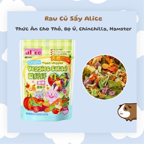 Rau Củ Sấy Khô Thức Ăn Vặt Cho Thỏ, Bọ Ú, Hamster, Chinchilla Hiệu Alice 70g
