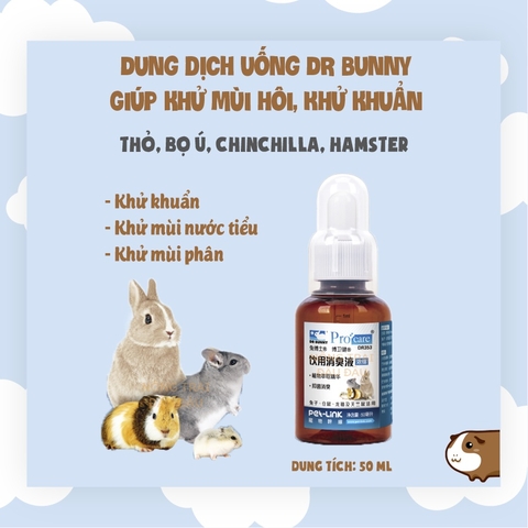 Dung Dịch Uống Khử Mùi Hôi Cho Thỏ, Bọ Ú, Chinchilla, Hamster DRBUNNY 50ml