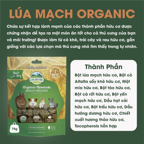 (Túi Nguyên) Bánh Cỏ Oxbow Ăn Vặt Bổ Dưỡng Cho Thỏ, Bọ Ú, Chinchilla, Hamster