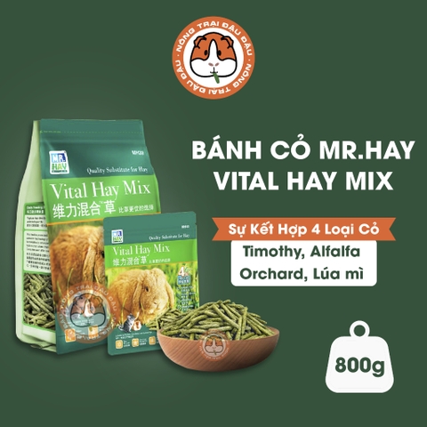 Bánh Cỏ Mài Răng MrHay Cho Thỏ, Bọ Ú, Chinchilla Kết Hợp 4 Loại Cỏ 800g MH39