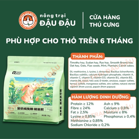 Cỏ Nén Cho Thỏ Yee Hạt Phồng Energetic 90% Thành Phần Từ Cỏ 1kg