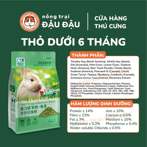 Cỏ Nén Cho Thỏ Mr.Hay Bổ Sung Quả Mọng 800g