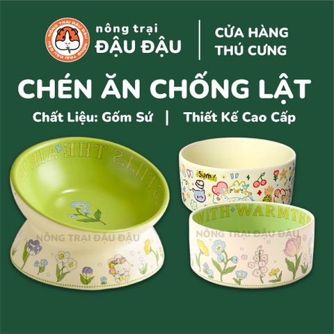 Chén Ăn Cho Thỏ, Bọ Ú, Chinchilla Chén Ăn Chống Lật Gốm Sứ Cao Cấp