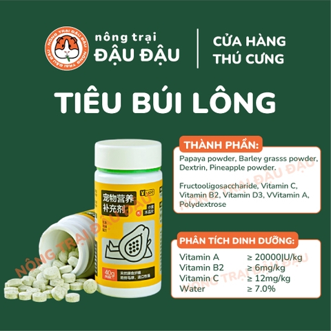 Viên Bổ Sung Đu Đủ Dứa Tiêu Búi Lông Cho Thỏ Yee Hộp 40g