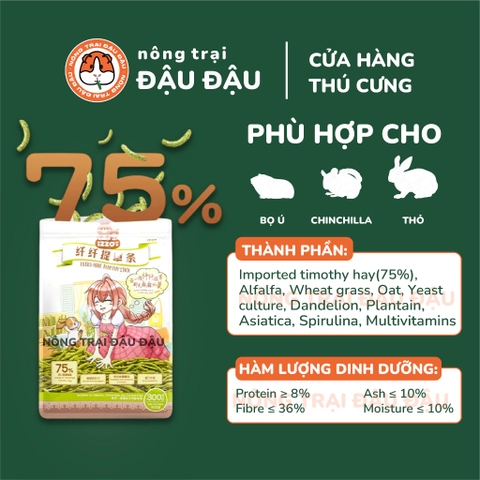 Bánh Cỏ Timothy Izzo Cho Thỏ, Bọ Ú, Chinchilla Giàu Chất Xơ 300g