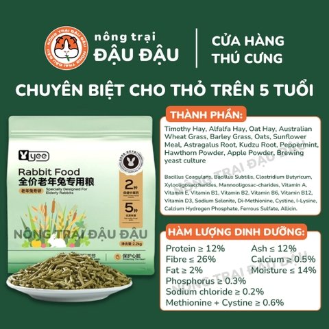Cỏ Nén Cho Thỏ Lớn Tuổi Yee Giàu Chất Xơ Cân Bằng Dinh Dưỡng 2,2kg