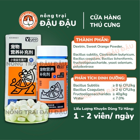 Viên Hỗ Trợ Tiêu Hoá Yee Cho Thỏ, Bọ Ú, Chinchilla Thúc Đẩy Tiêu Hoá, Giảm Mùi Hôi Phân Hộp 40g