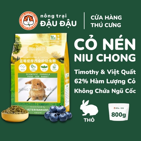Cỏ Nén Cho Thỏ Niu Chong Giàu Chất Xơ Bổ Sung Việt Quất 800g
