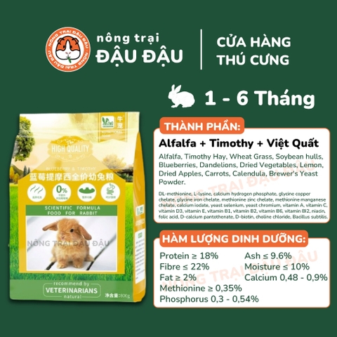 Cỏ Nén Cho Thỏ Niu Chong Giàu Chất Xơ Bổ Sung Việt Quất 800g