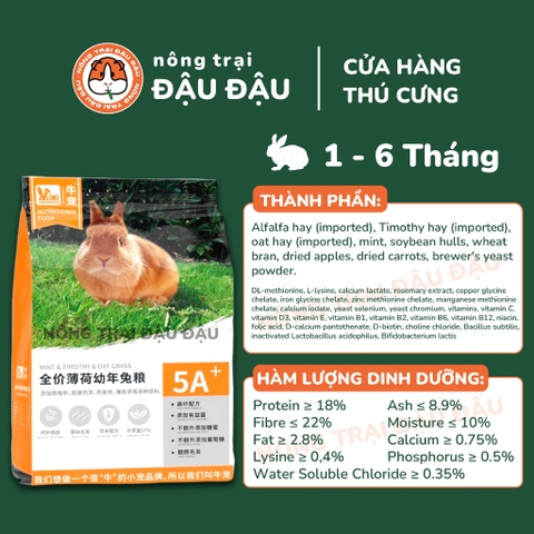 Cỏ Nén Cho Thỏ Hạt Phồng Bổ Sung Bạc Hà Giàu Dinh Dưỡng Niu Chong 800g