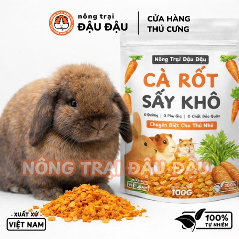 Cà Rốt Sấy Khô Cho Thỏ, Bọ Ú, Chinchilla, Hamster, Thú Nhỏ Giàu Vitamin 100g