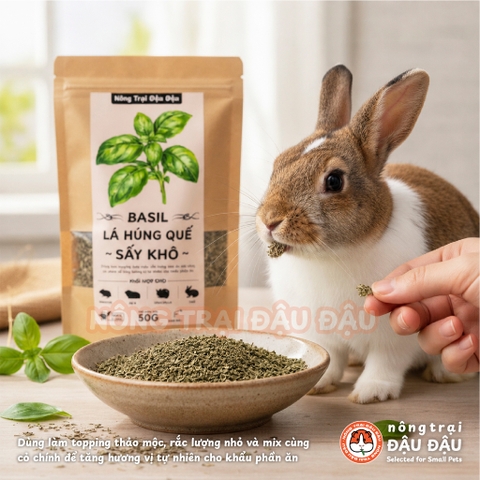 Lá Húng Quế Sấy Khô Cho Thỏ, Bọ Ú, Chinchilla, Hamster Thảo Mộc 50g