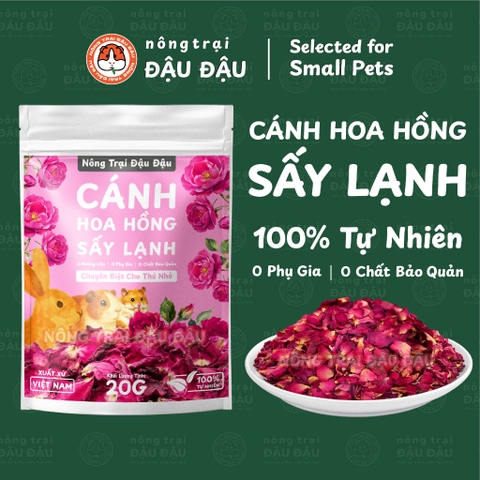 Cánh Hoa Hồng Sấy Lạnh Cho Thỏ, Bọ Ú, Hamster, Chinchilla Hoa Khô Ăn Vặt Giảm Stress 20g