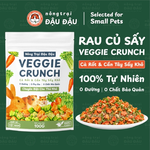 Rau Củ Sấy Cho Thỏ, Bọ Ú, Chuột Lang, Hamster, Thú Nhỏ Đậu Đậu Veggie Crunch Cà Rốt Và Cần Tây Sấy Khô 100g