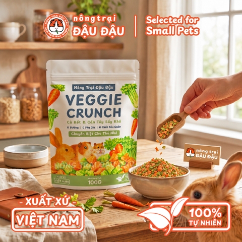 Rau Củ Sấy Cho Thỏ, Bọ Ú, Chuột Lang, Hamster, Thú Nhỏ Đậu Đậu Veggie Crunch Cà Rốt Và Cần Tây Sấy Khô 100g