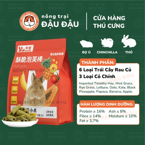 Bánh Cỏ Timothy Hạt Phồng Niu Chong Cho Thỏ, Bọ Ú, Chinchilla Bổ Sung Trái Cây Rau Củ Ăn Vặt 100g