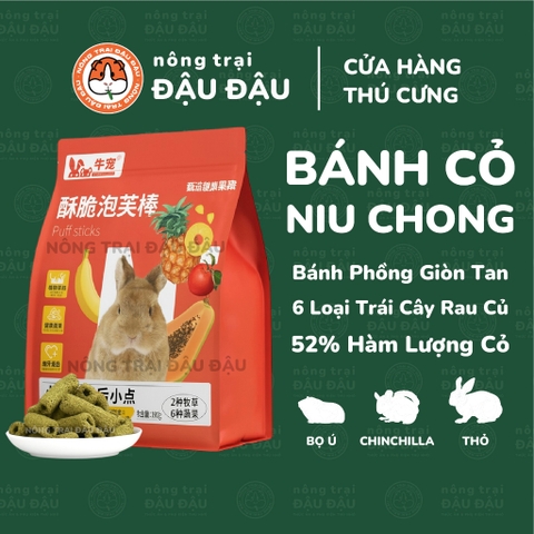 Bánh Cỏ Timothy Hạt Phồng Niu Chong Cho Thỏ, Bọ Ú, Chinchilla Bổ Sung Trái Cây Rau Củ Ăn Vặt 100g