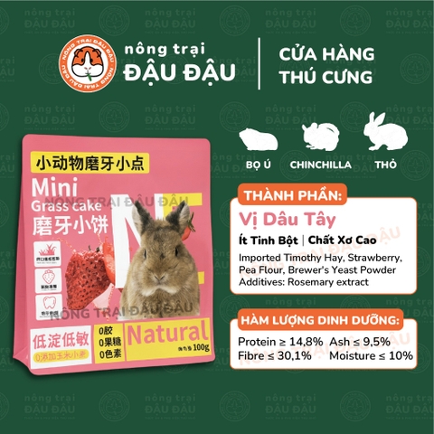 Bánh Cỏ Timothy Cho Thỏ, Bọ Ú, Chinchilla Ăn Vặt Vị Trái Cây 100g