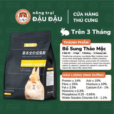 Cỏ Nén Hạt Phồng Cho Thỏ Bổ Sung Thảo Mộc Niu Chong Túi 900g