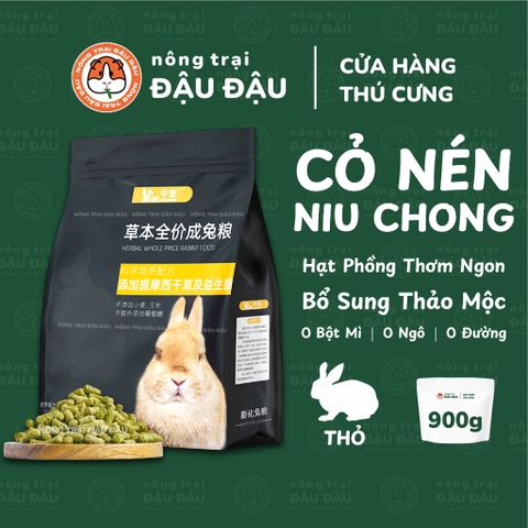 Cỏ Nén Hạt Phồng Cho Thỏ Bổ Sung Thảo Mộc Niu Chong Túi 900g