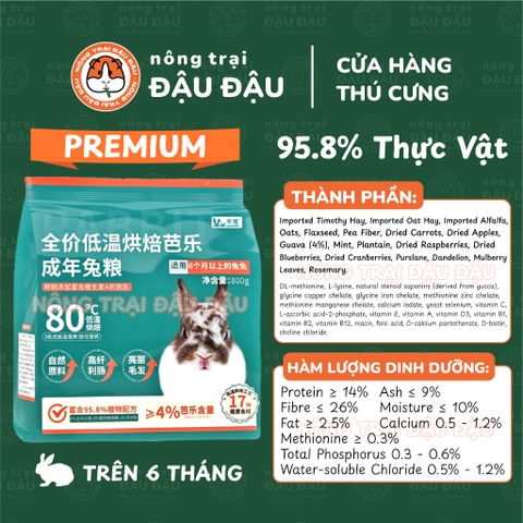 Cỏ Nén Cho Thỏ Cao Cấp Niu Chong Bổ Sung Ổi Và Nhiều Loại Trái Cây Rau Củ 800g