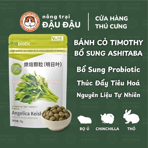 Bánh Cỏ Timothy Mài Răng Cho Thỏ, Bọ Ú, Chinchilla, Thú Nhỏ Bổ Sung Ashitaba Hỗ Trợ Tiêu Hoá 70g